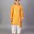 Yellow embroidered cotton silk kurta pyjama