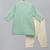 Green printed cotton silk kurta pyjama