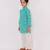 Blue printed cotton kurta pyjama