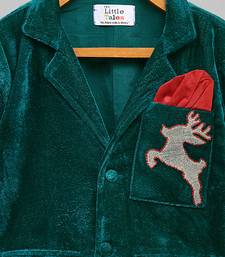 Green embroidered velvet blazer