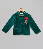 Green embroidered velvet blazer