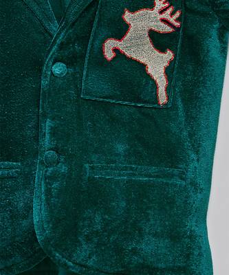 Green embroidered velvet Boy's Blazer 3