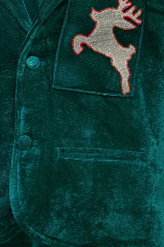 Green embroidered velvet Boy's Blazer