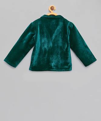 Green embroidered velvet Boy's Blazer 4