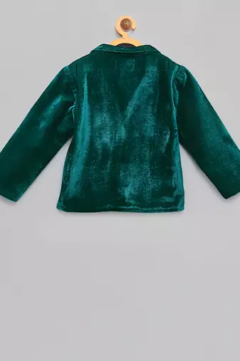 Green embroidered velvet Boy's Blazer