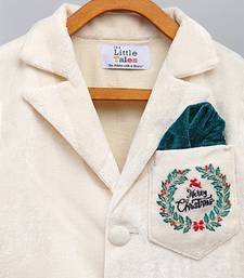 White embroidered velvet blazer