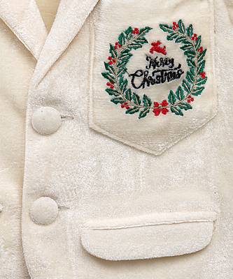 White embroidered velvet Boy's Blazer 3