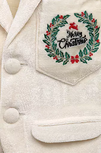White embroidered velvet Boy's Blazer