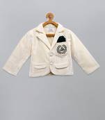 White embroidered velvet blazer