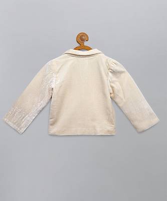 White embroidered velvet Boy's Blazer 4