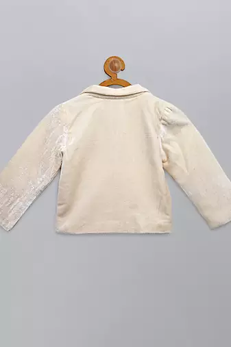 White embroidered velvet Boy's Blazer