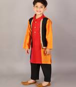 Multicolor embroidered cotton silk kurta pyjama