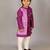 Purple printed cotton silk kurta pyjama