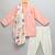 Peach printed cotton silk kurta pyjama