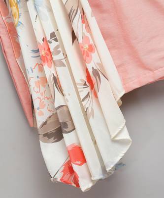 Peach printed cotton silk Boy's Kurta Pyjama 5