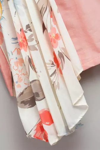 Peach printed cotton silk Boy's Kurta Pyjama