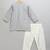 Grey printed cotton silk kurta pyjama