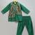 Green printed cotton silk kurta pyjama