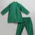 Green printed cotton silk kurta pyjama