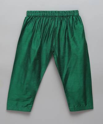 Green printed cotton silk Boy's Kurta Pyjama 4