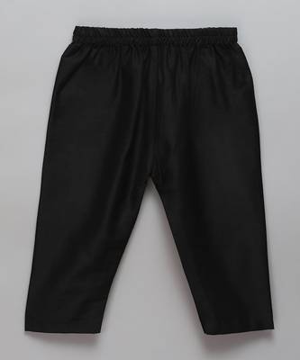 Black printed cotton silk Boy's Kurta Pyjama 4