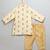 Beige printed cotton silk kurta pyjama