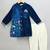 Blue printed velvet kurta pyjama