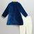 Blue printed velvet kurta pyjama