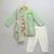 Green printed cotton silk kurta pyjama