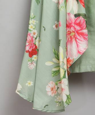 Green printed cotton silk Boy's Kurta Pyjama 5