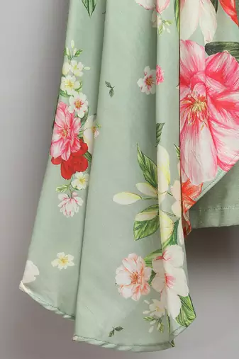 Green printed cotton silk Boy's Kurta Pyjama