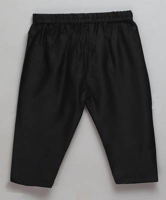 Black printed cotton silk Boy's Kurta Pyjama 4