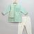 Green printed cotton silk kurta pyjama