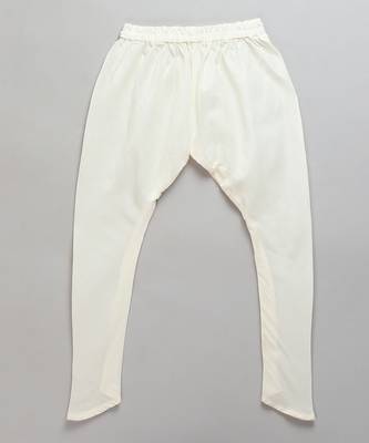White printed cotton silk Boy's Bandhgala and Pant 4