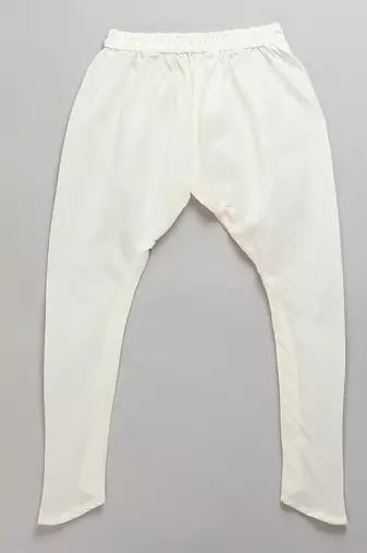 White printed cotton silk Boy's Bandhgala and Pant