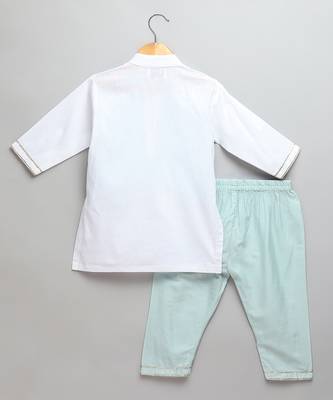 blue printed cotton Boy's Kurta Pyjama 2