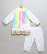 Multicolor printed cotton kurta pyjama