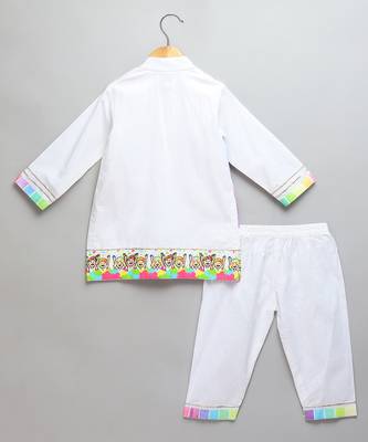 Multicolor printed cotton Boy's Kurta Pyjama 2