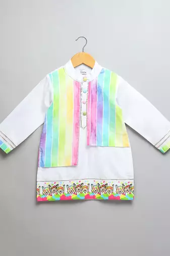 Multicolor printed cotton Boy's Kurta Pyjama