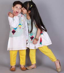 Multicolor printed cotton silk kurta pyjama