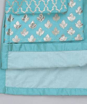 Blue printed cotton silk Boy's Kurta Pyjama 5