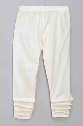 White printed cotton silk Boy's Bandhgala and Pant
