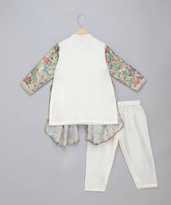 Multicolor printed cotton silk Boy's Kurta Pyjama 2
