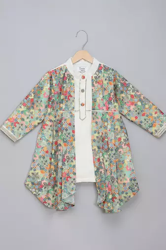 Multicolor printed cotton silk Boy's Kurta Pyjama