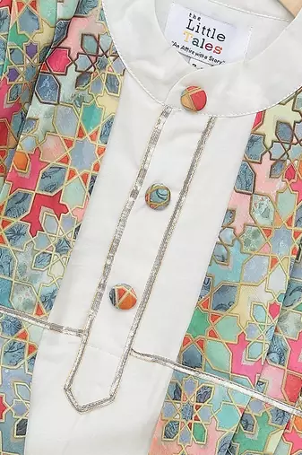 Multicolor printed cotton silk Boy's Kurta Pyjama