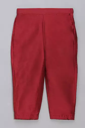 Maroon embroidered velvet Boy's Bandhgala and Pant