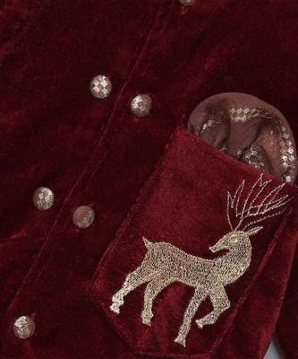 Maroon embroidered velvet Boy's Bandhgala and Pant 5