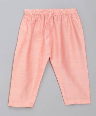 Pink  printed cotton silk Boy's Kurta Pyjama 4