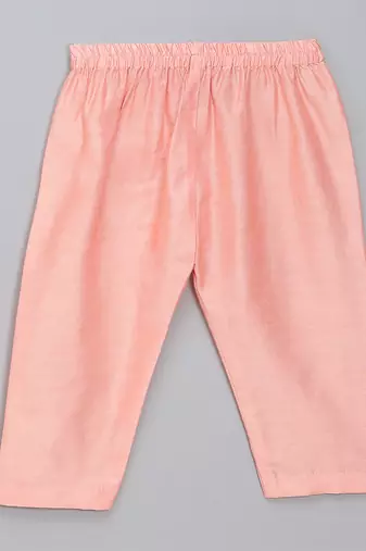 Pink  printed cotton silk Boy's Kurta Pyjama