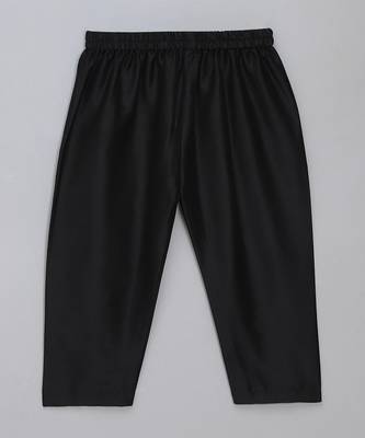 Black printed cotton silk Boy's Kurta Pyjama 3